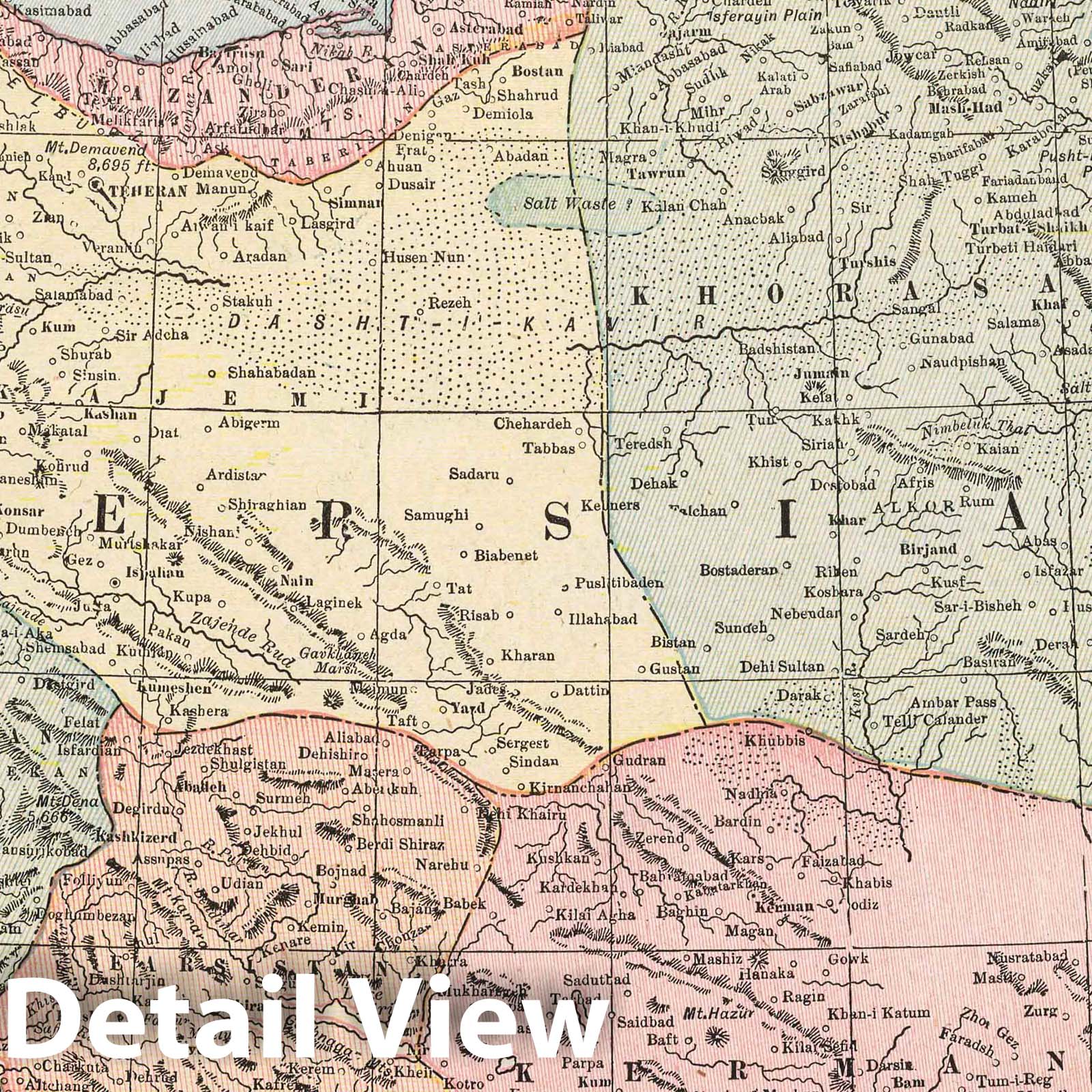 Persia - Road Map, 1901 - Historical Map Print