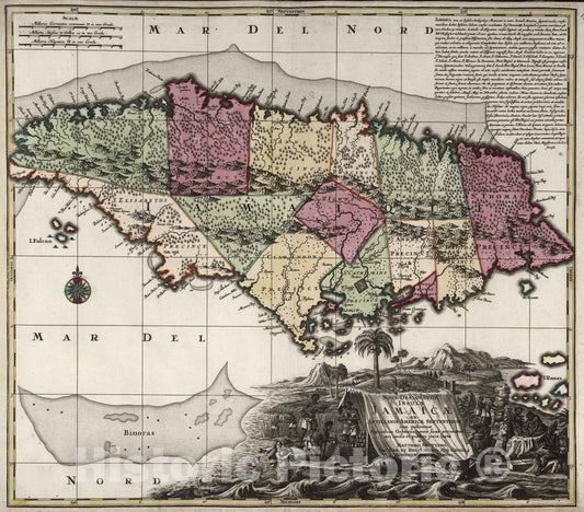 Historic Map : Jamaica, 1788 Nova Designatio Insulae Jamaicae. , Vintage Wall Art