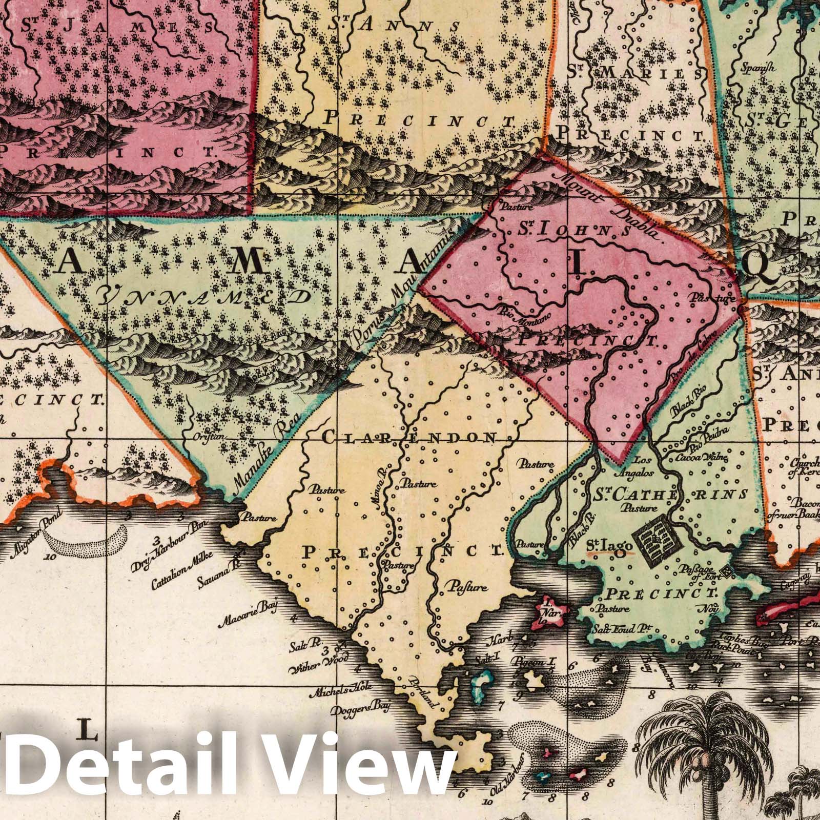 Jamaica, 1788 - Historical Map Print - Hand-Colored Atlas Plate