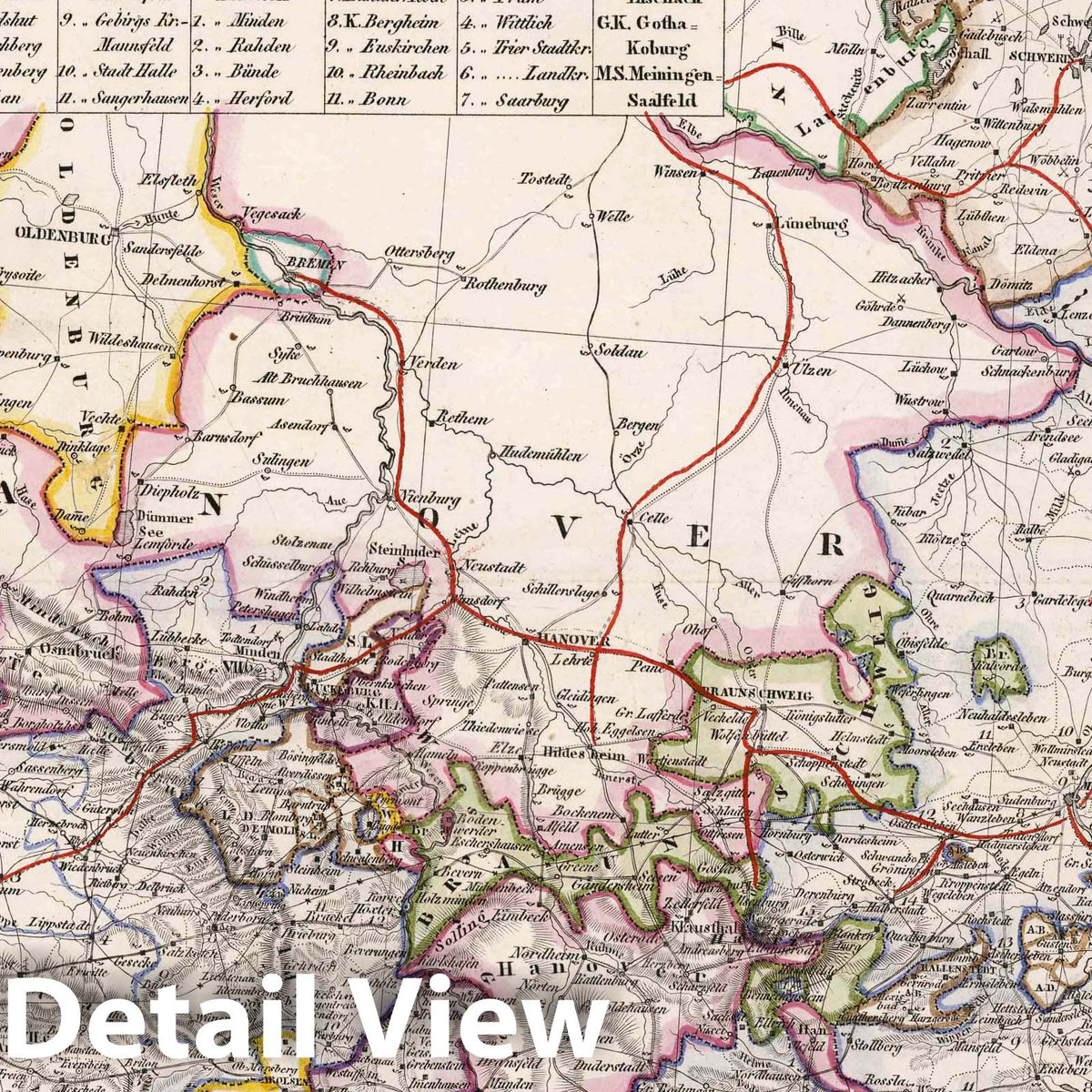 Prussia and German States - Continuation, 1847 - Historical Map Print