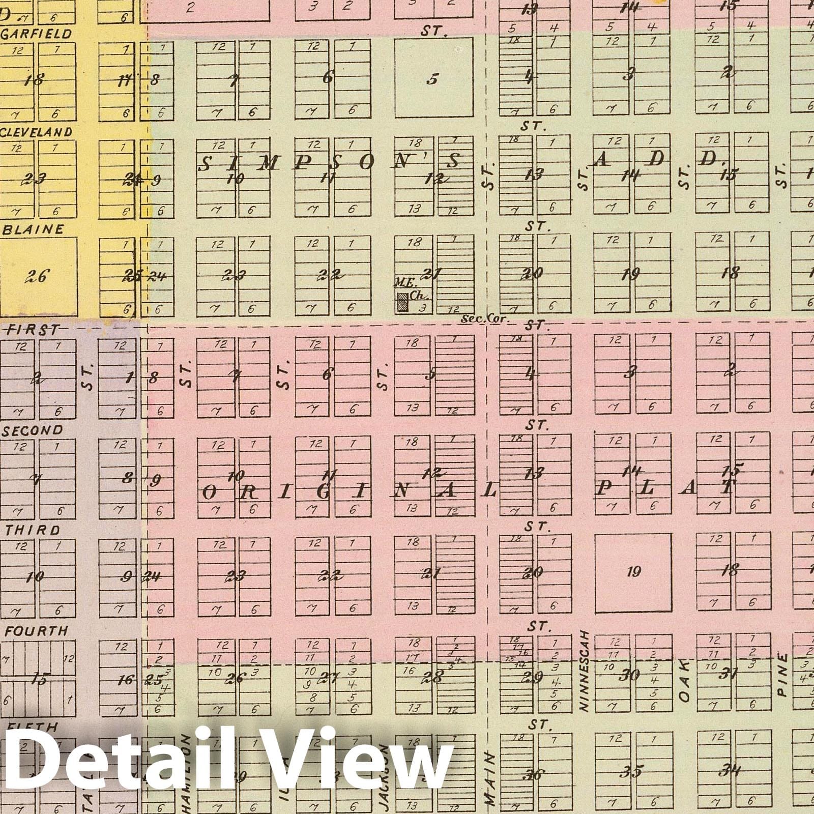 Pratt Center, Kansas 1887 - Historical Map Print from State Atlas