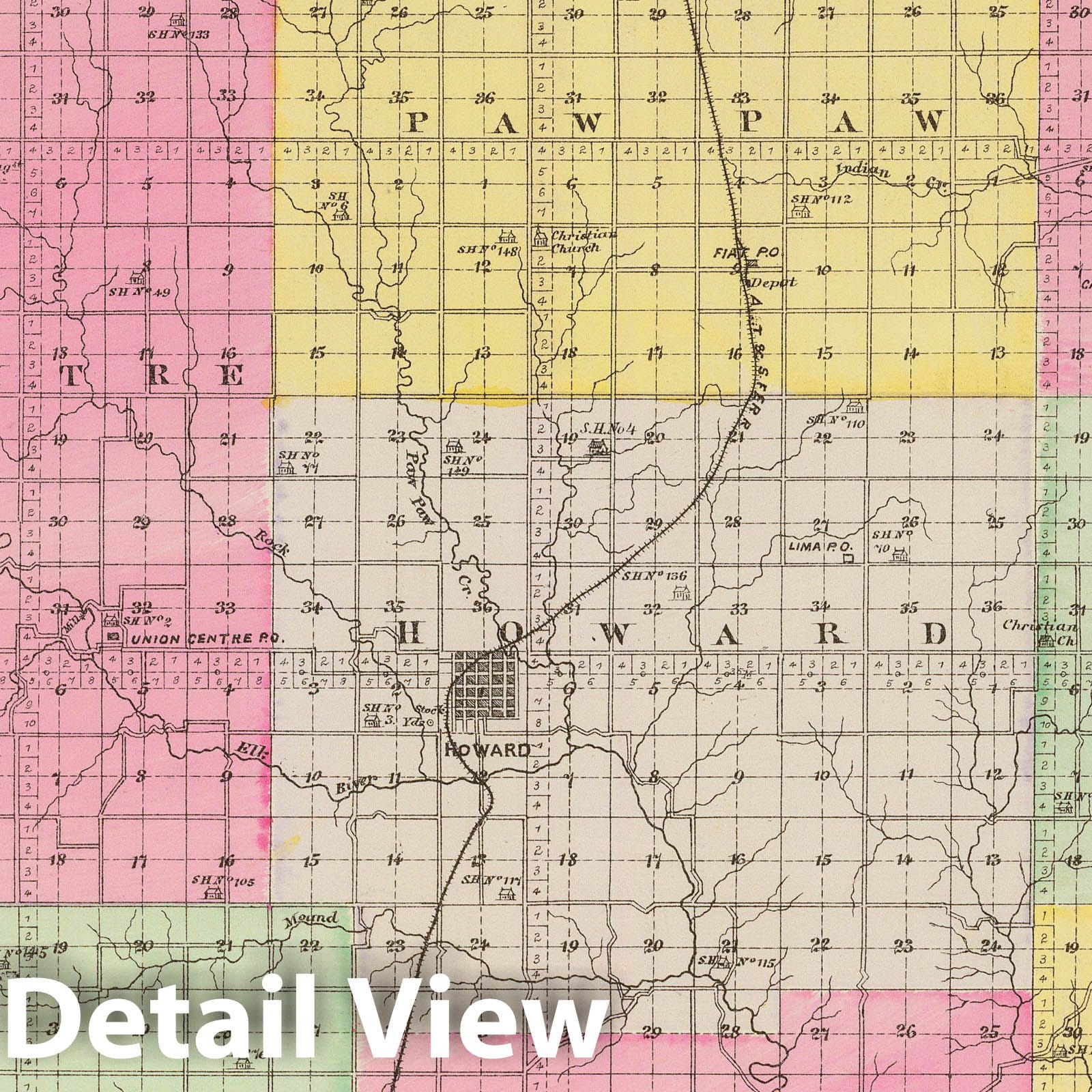 Elk County, Kansas - Military Map, 1887 - Historical Atlas Print