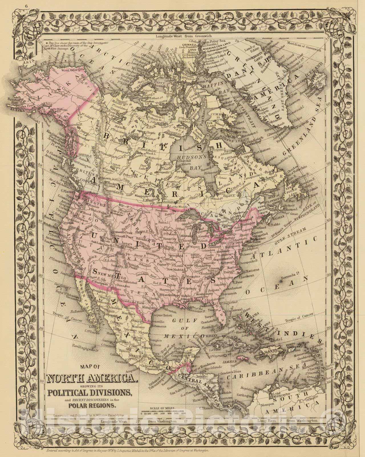 Historic Wall Map : 1880 North America. v3 - Vintage Wall Art