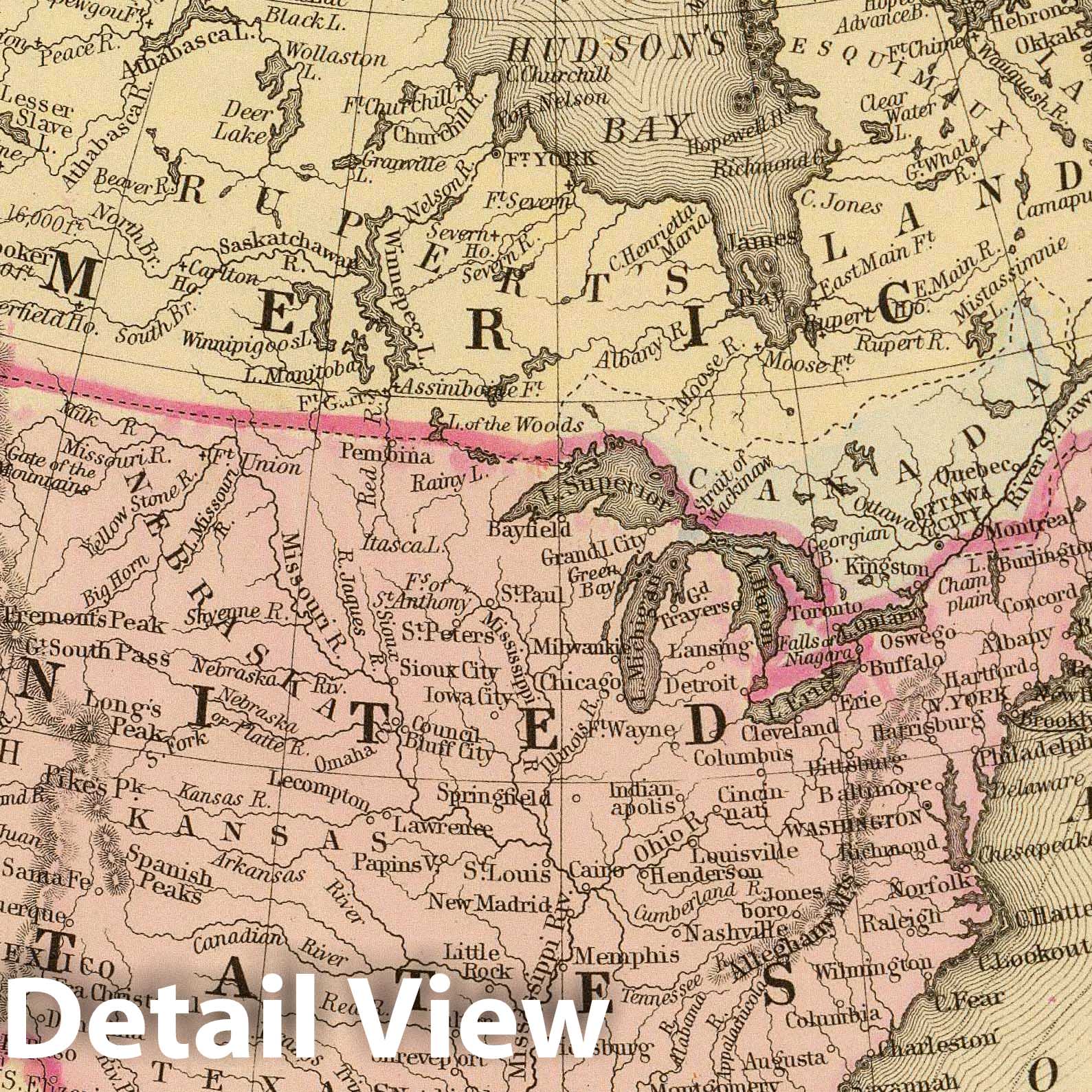 North America - River Map, 1880 - Historical Map Print