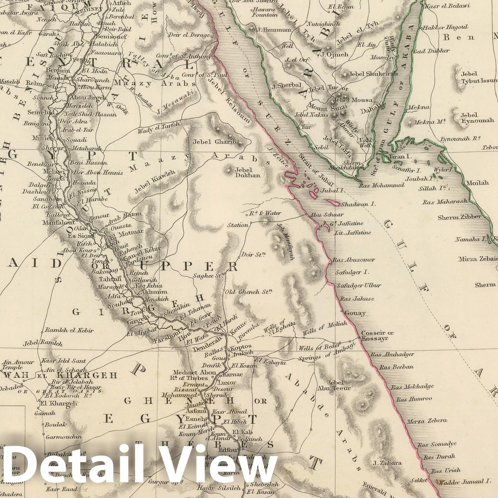 Egypt and Arabian Petraea, 1848 - Historical Map Print
