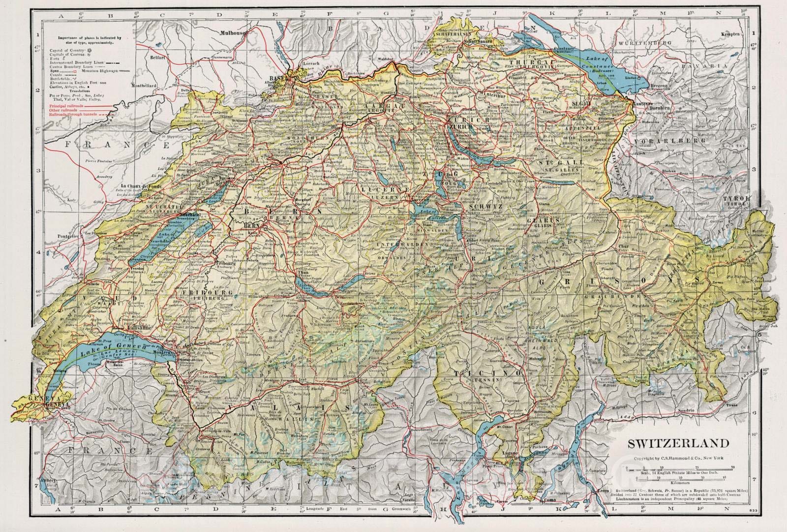 Historic Map : 1948 Switzerland. - Vintage Wall Art