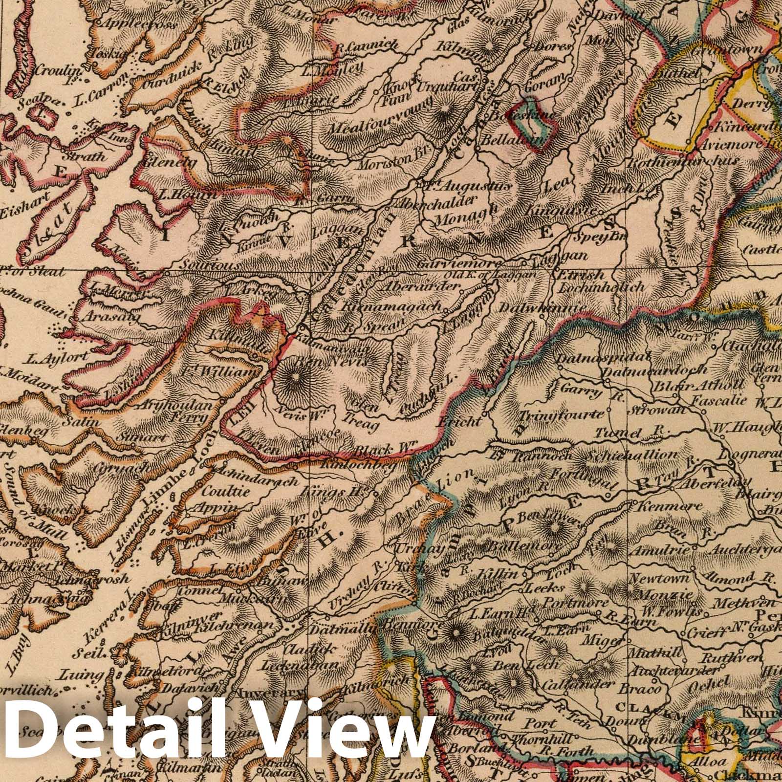 Scotland - Road Map, 1825 - Historical Map Print
