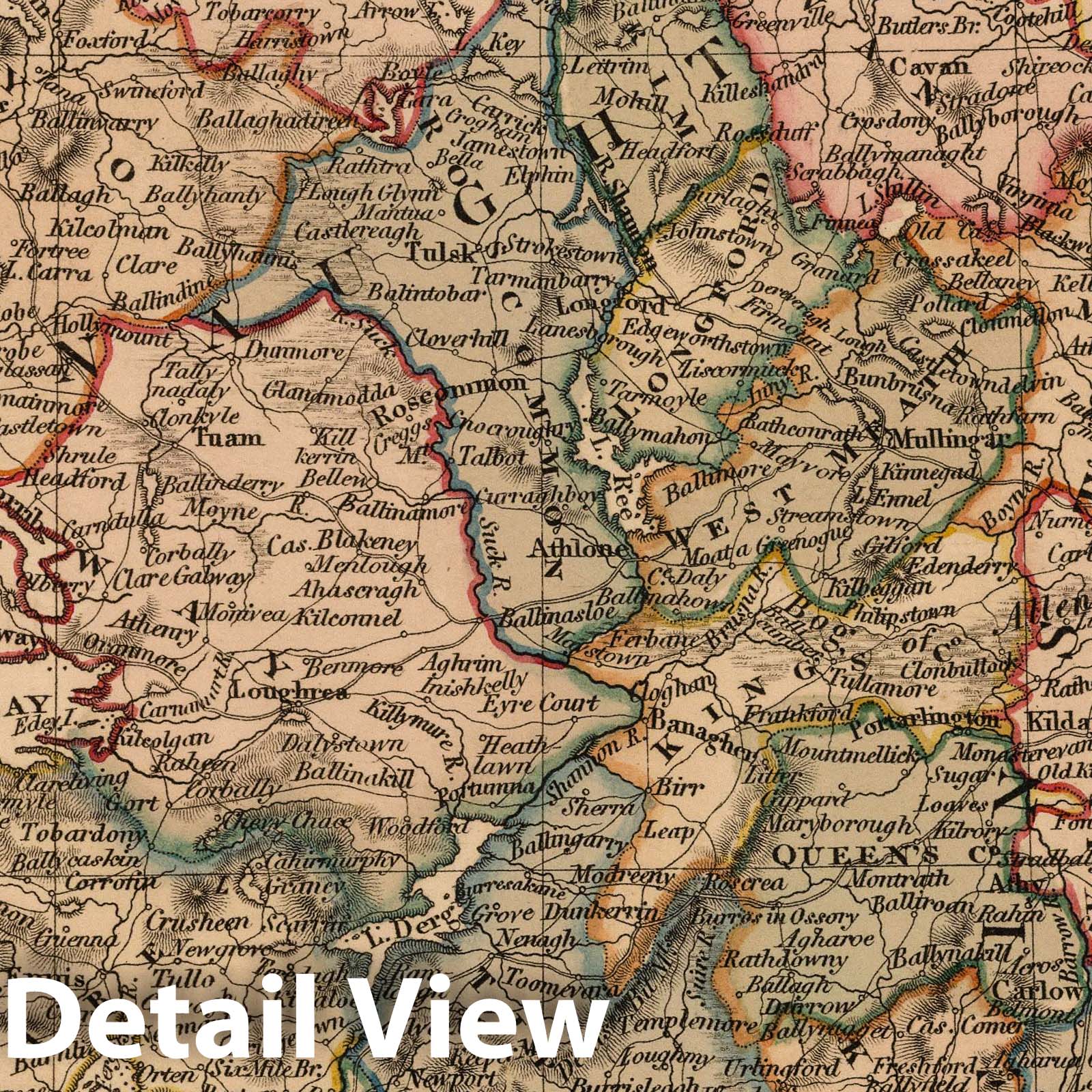 Ireland - Road Map, 1825 - Historical Map Print