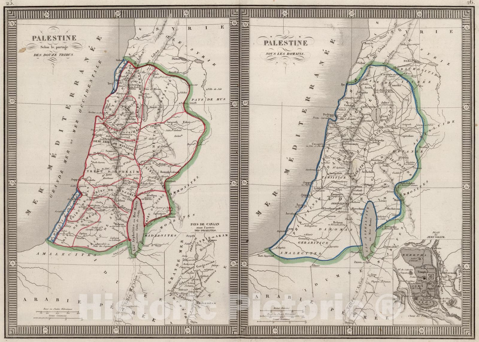 Historic Map : School Atlas - 1839 Palestine. - Vintage Wall Art