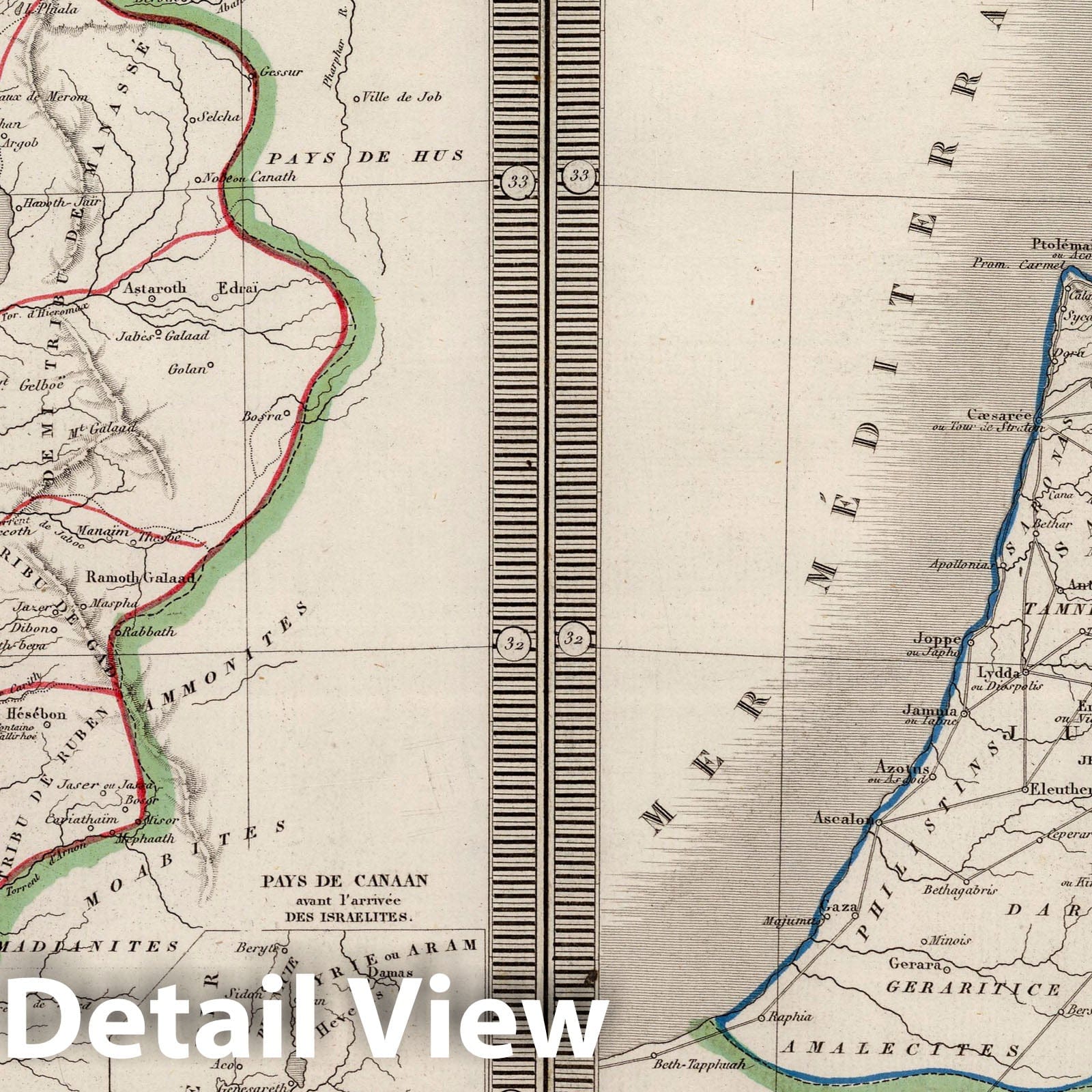 Palestine and Canaan with Plan of Jerusalem, 1839 - Historical Map Print
