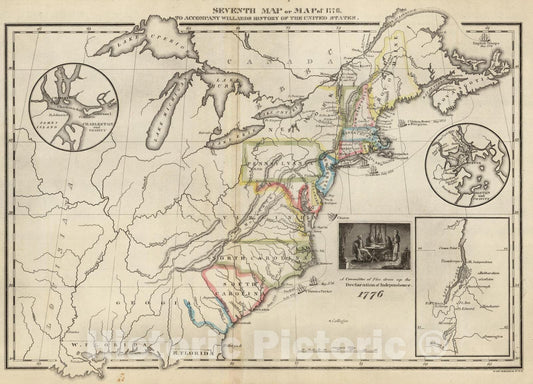 Historic Wall Map : School Atlas - Seventh Map or Map Of 1776 - Vintage Wall Art