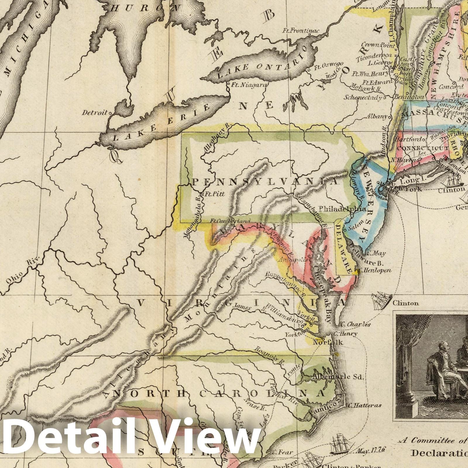 United States, Boston, Charleston, Lake George, 1829 - Historical Map Print
