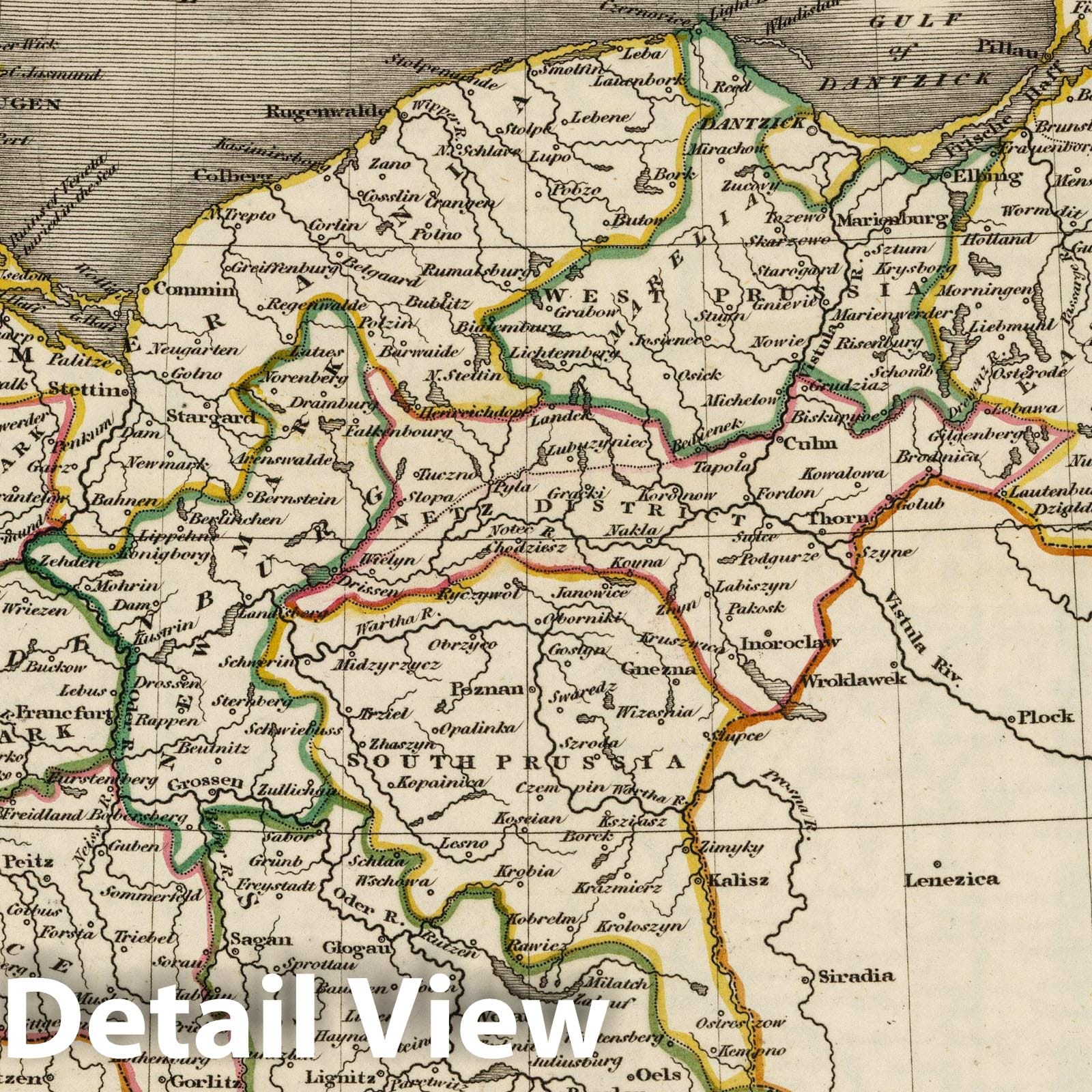 Prussia, Germany - Boundary Map, 1824 - Historical Map Print