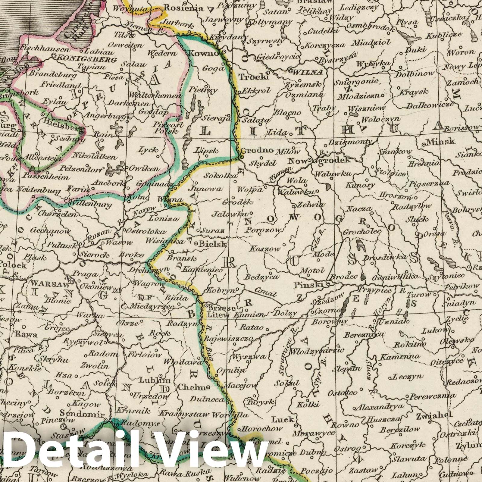 Poland - Boundary Map, 1824 - Historical Map Print