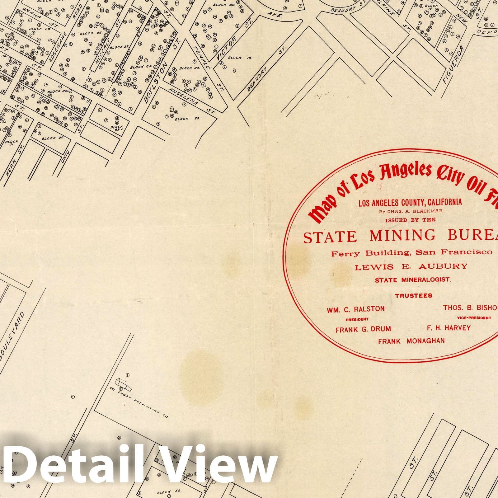 Los Angeles, California - Oil Field Map, 1875 - Historical Map Print
