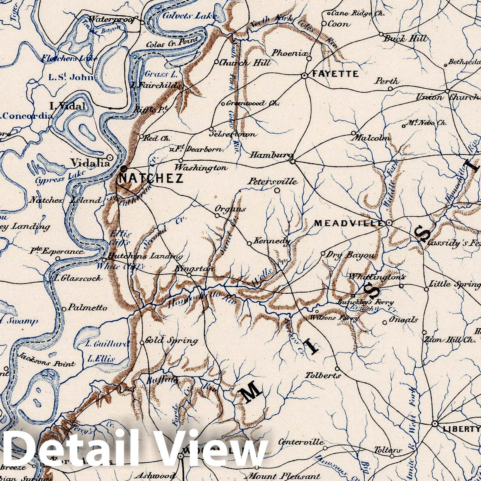Civil War: Mississippi, Vicksburg, Baton Rouge - Military Map, 1875