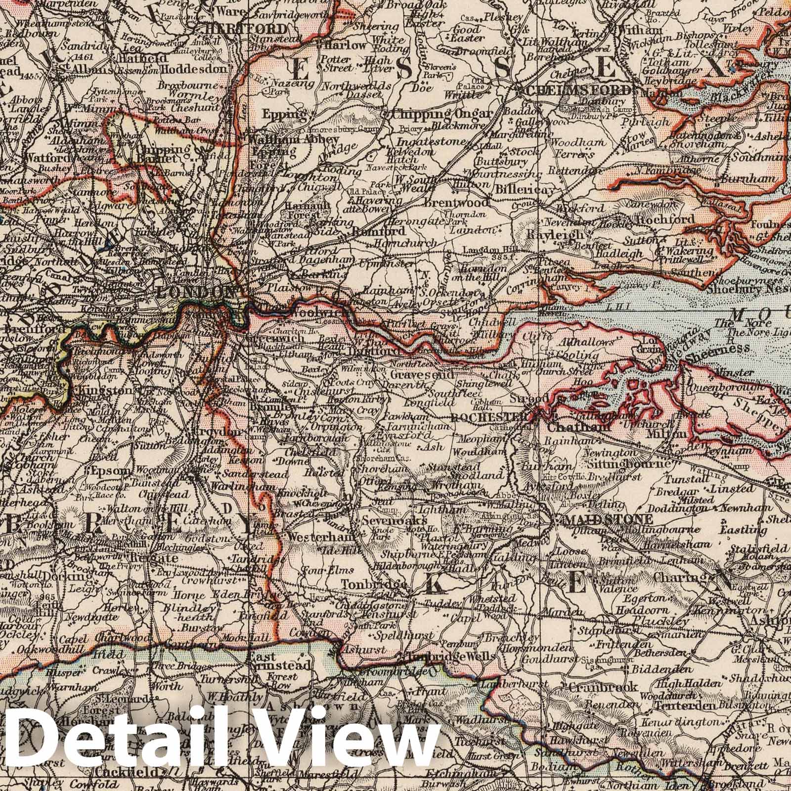 England and Wales - Physical Map, 1906 - Victoria Regina Atlas Print