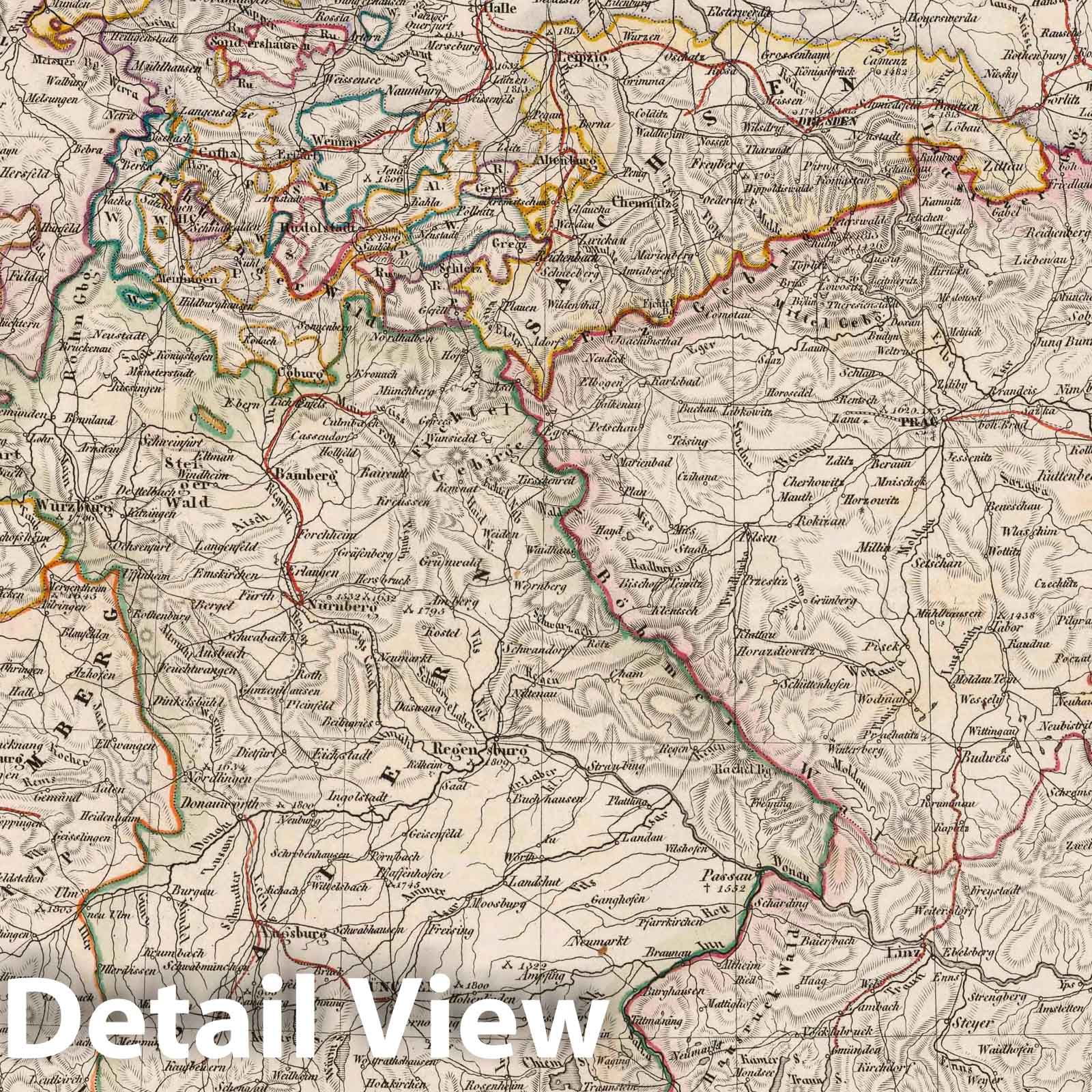 Germany - Travel Map, 1847 - Historical Map Print