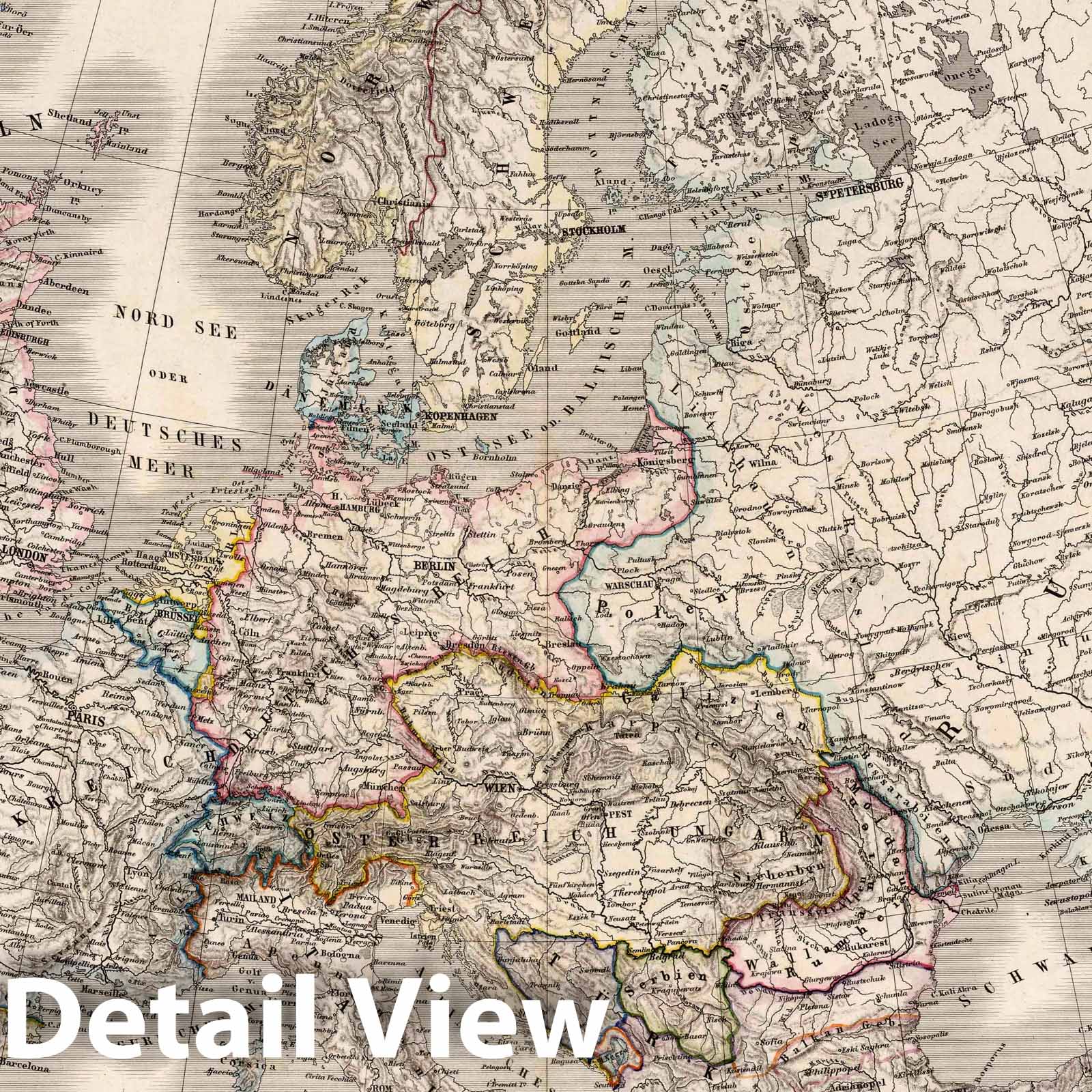 Europe - Political Map, 1879 - Historical Map Print