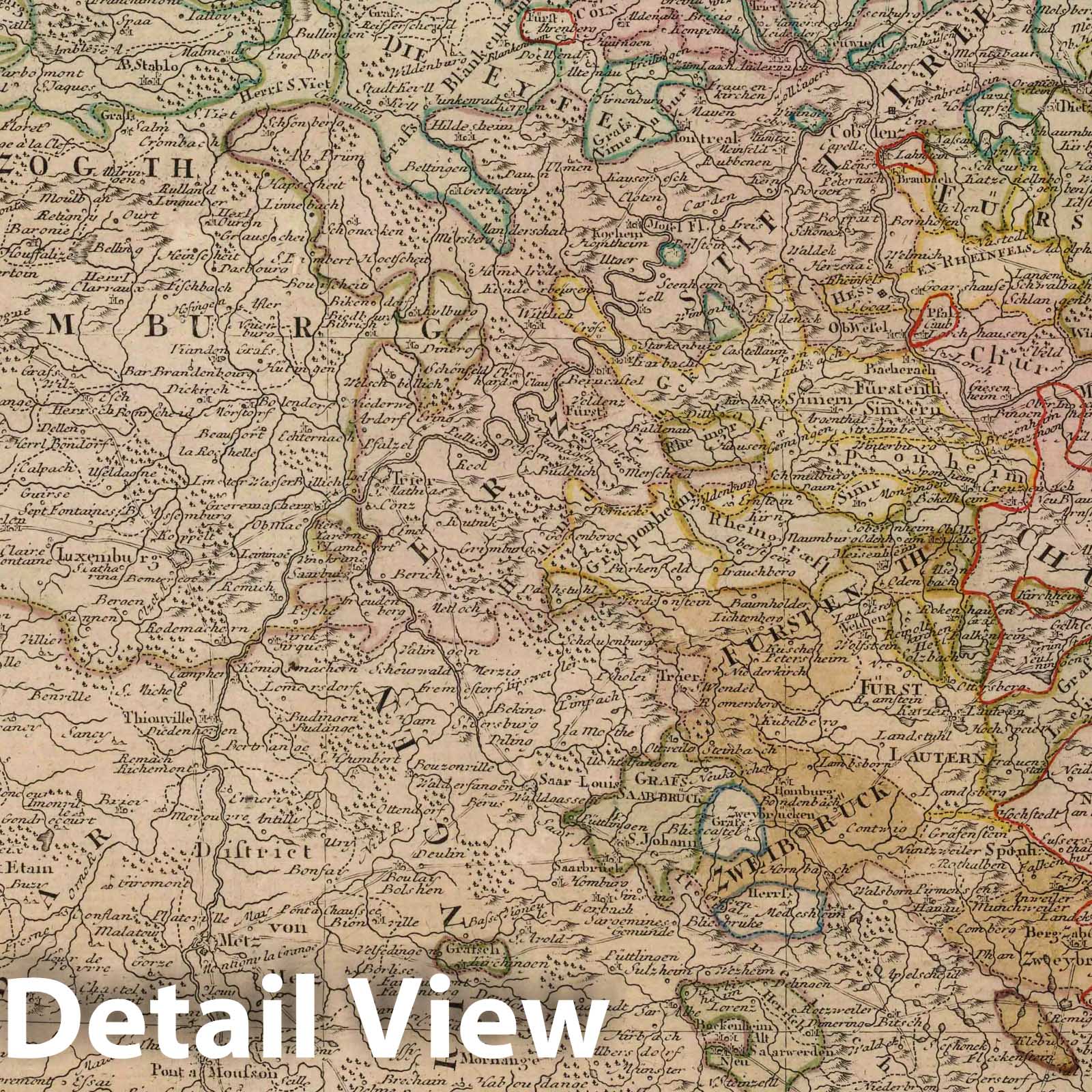 Rhine, Maas, and Mosel, 1783 - Historical Map Print