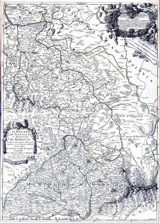 Historic Map : Czeck Republic, Sicily (Italy), Europe 1692 Il Ducato di So;esia et il Marchesato di Moravia , Vintage Wall Art