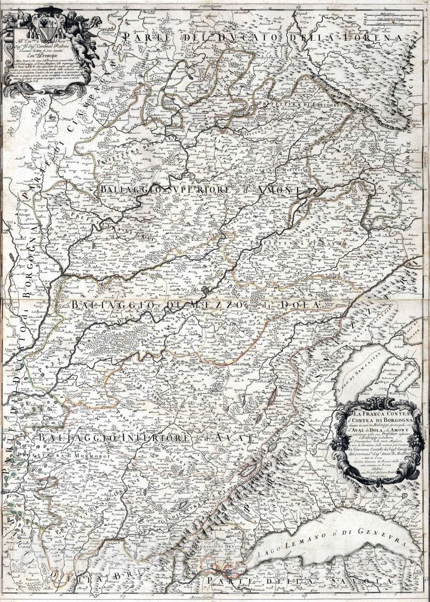 Historic Map : France, , Europe 1690 La Franca Contea o Contea di Borgogna , Vintage Wall Art