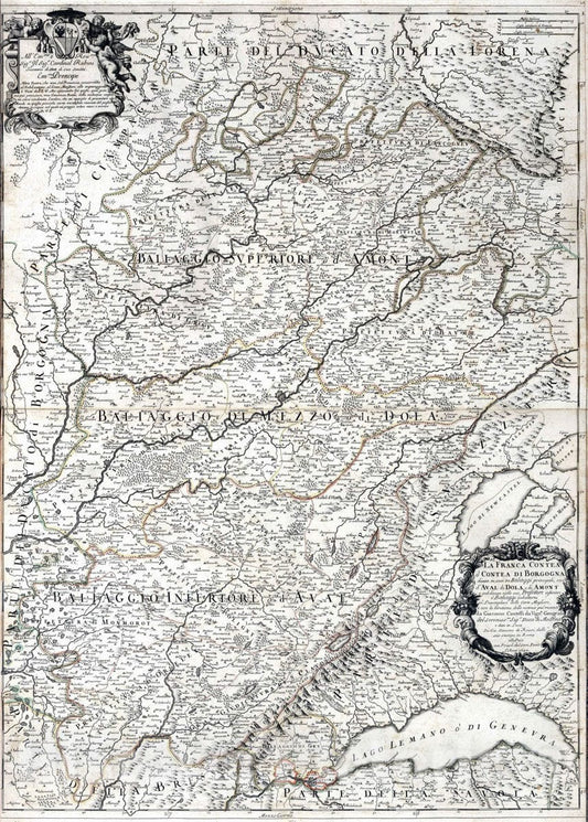 Historic Map : France, , Europe 1690 La Franca Contea o Contea di Borgogna , Vintage Wall Art