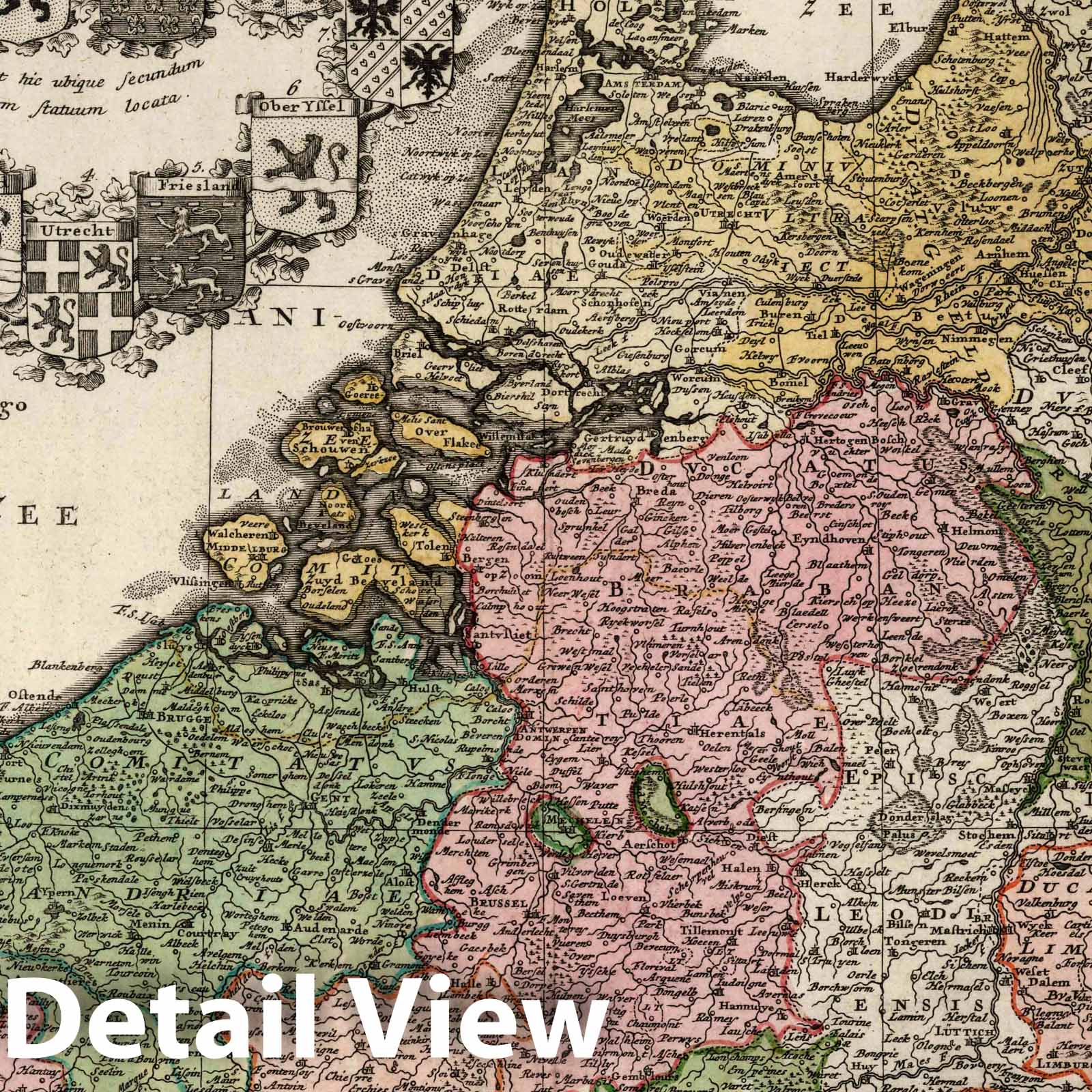 Belgium and Netherlands 1748 Historical Map Reproduction