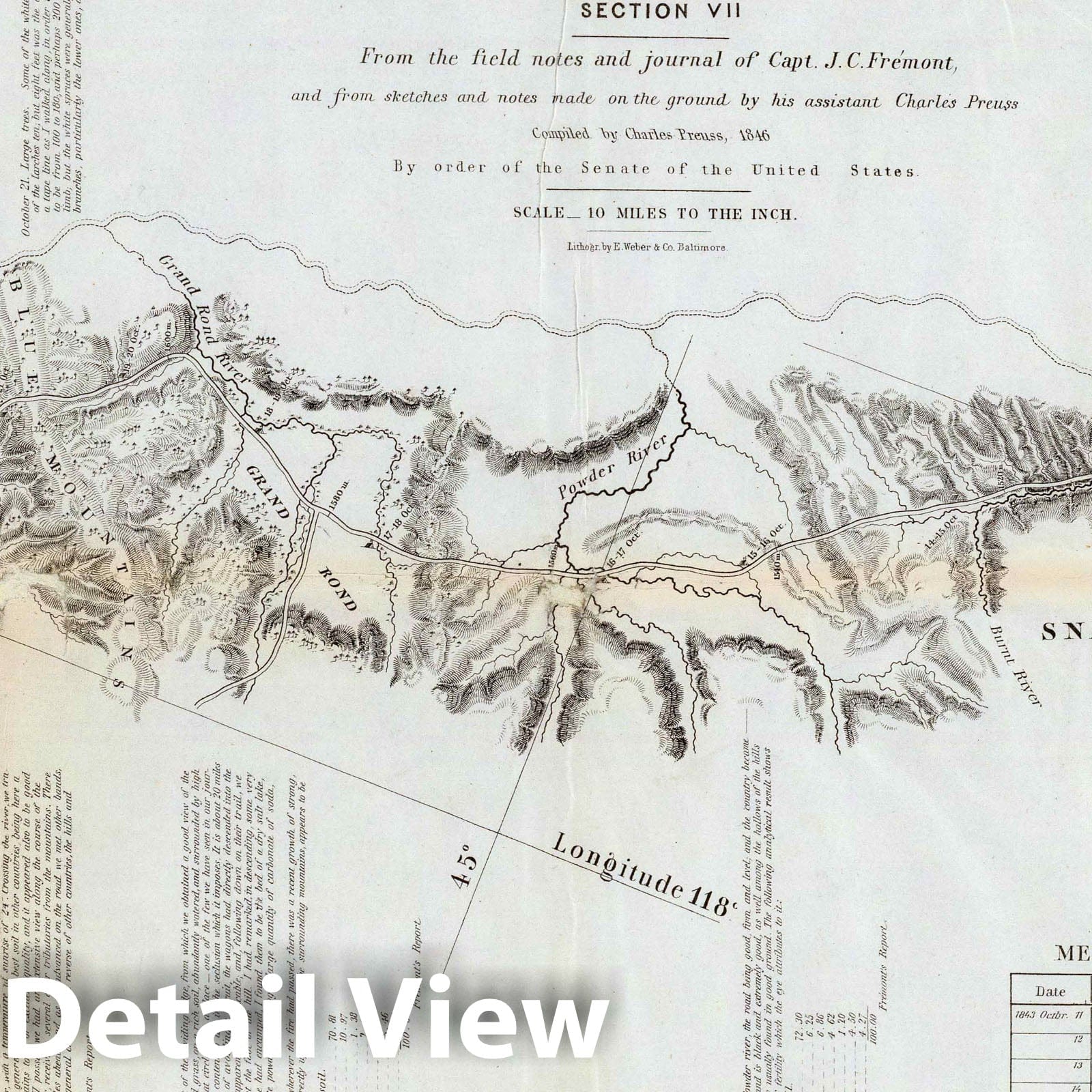 Oregon Trail: Idaho to Oregon - Section VII, 1846 Topographic Map Print