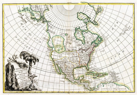Historic Map : 1782 L'Amerique Septentrionale. - Vintage Wall Art