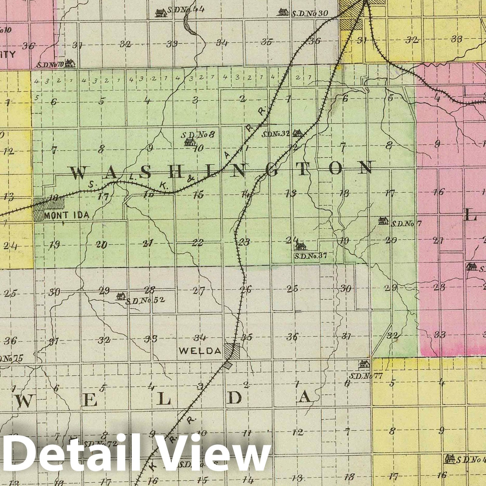 Historic Wall Map : 1887 Anderson County, Kansas. - Vintage Wall Art