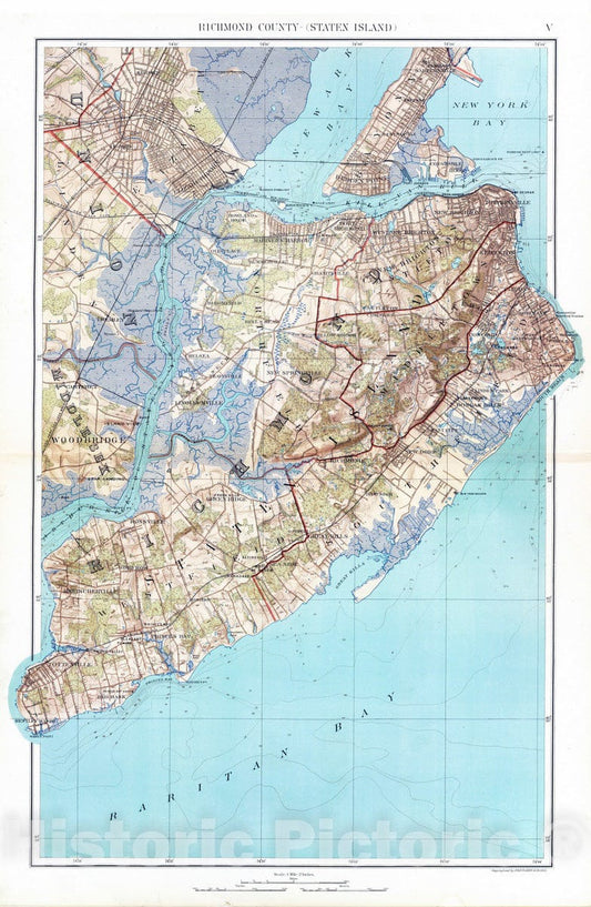 Historic Map : City Atlas - 1891 Richmond Co, Staten Island. - Vintage Wall Art