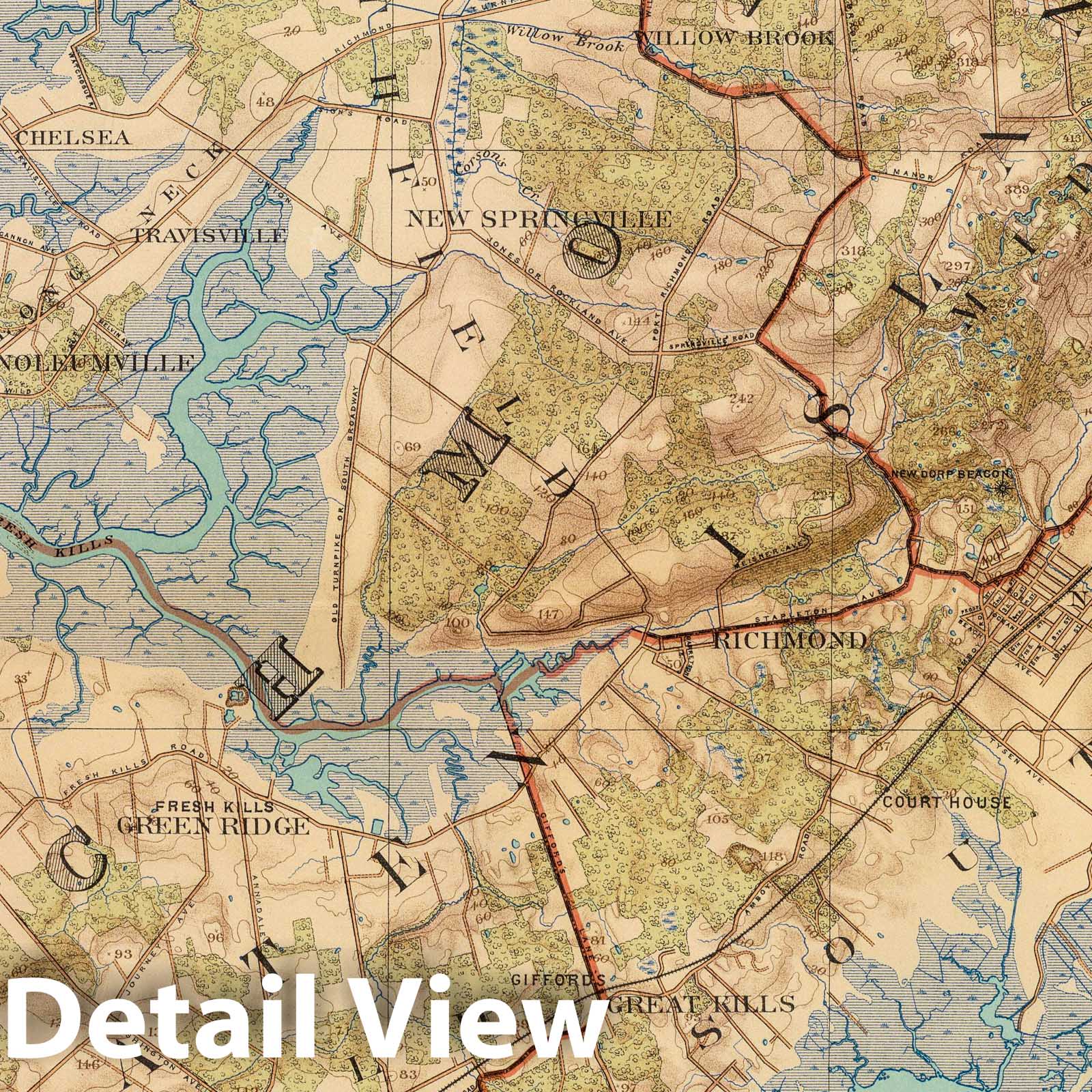 Historic Map : City Atlas - 1891 Richmond Co, Staten Island. - Vintage Wall Art