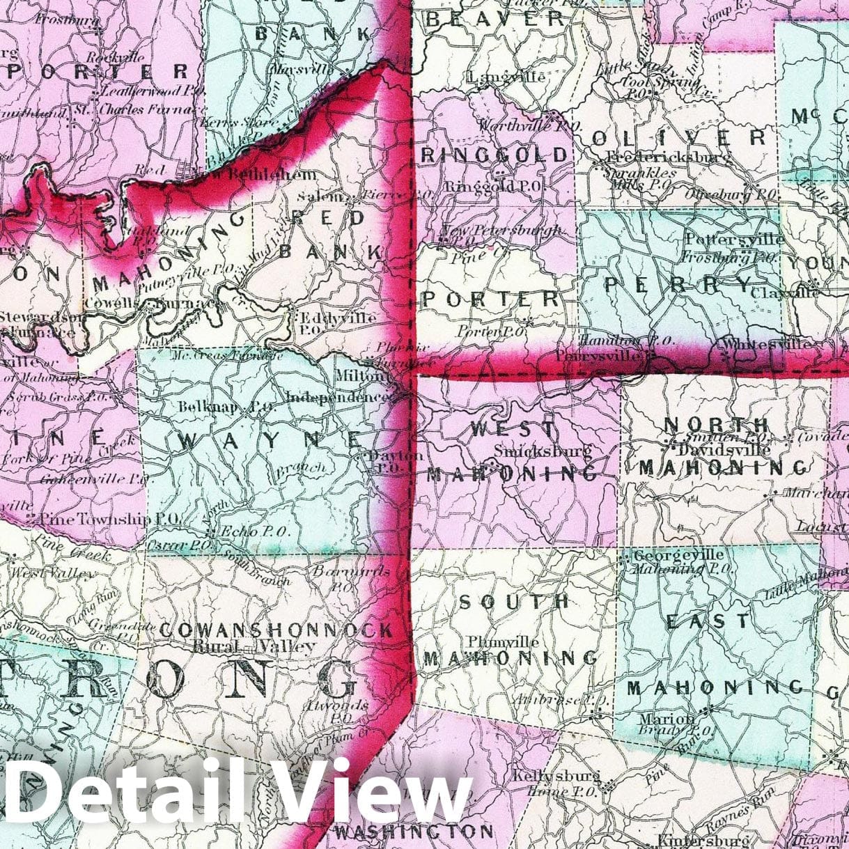 Jefferson, Clarion, Indiana, and Armstrong Counties, Pennsylvania - Railroad Map, 1872