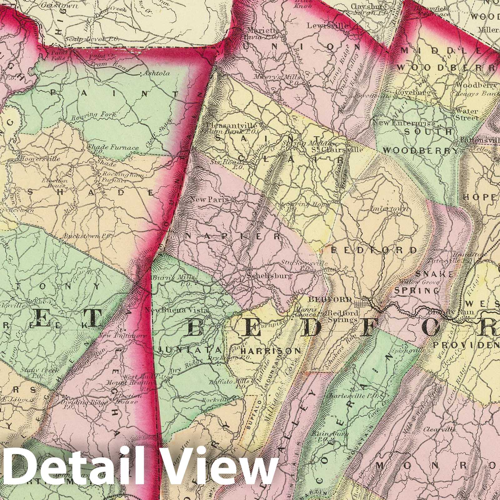 Somerset, Bedford, and Fulton Counties, Pennsylvania - Railroad Map, 1872