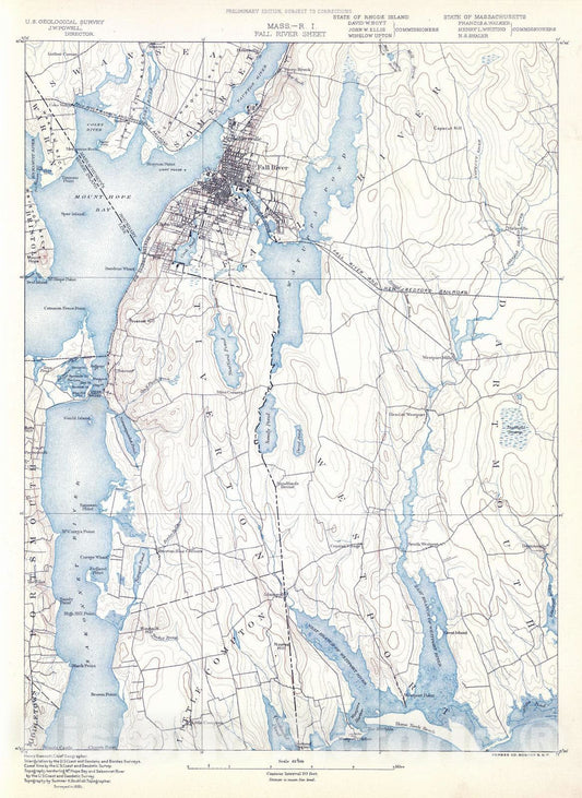 Historic Map : 1890 34. Fall River sheet. - Vintage Wall Art