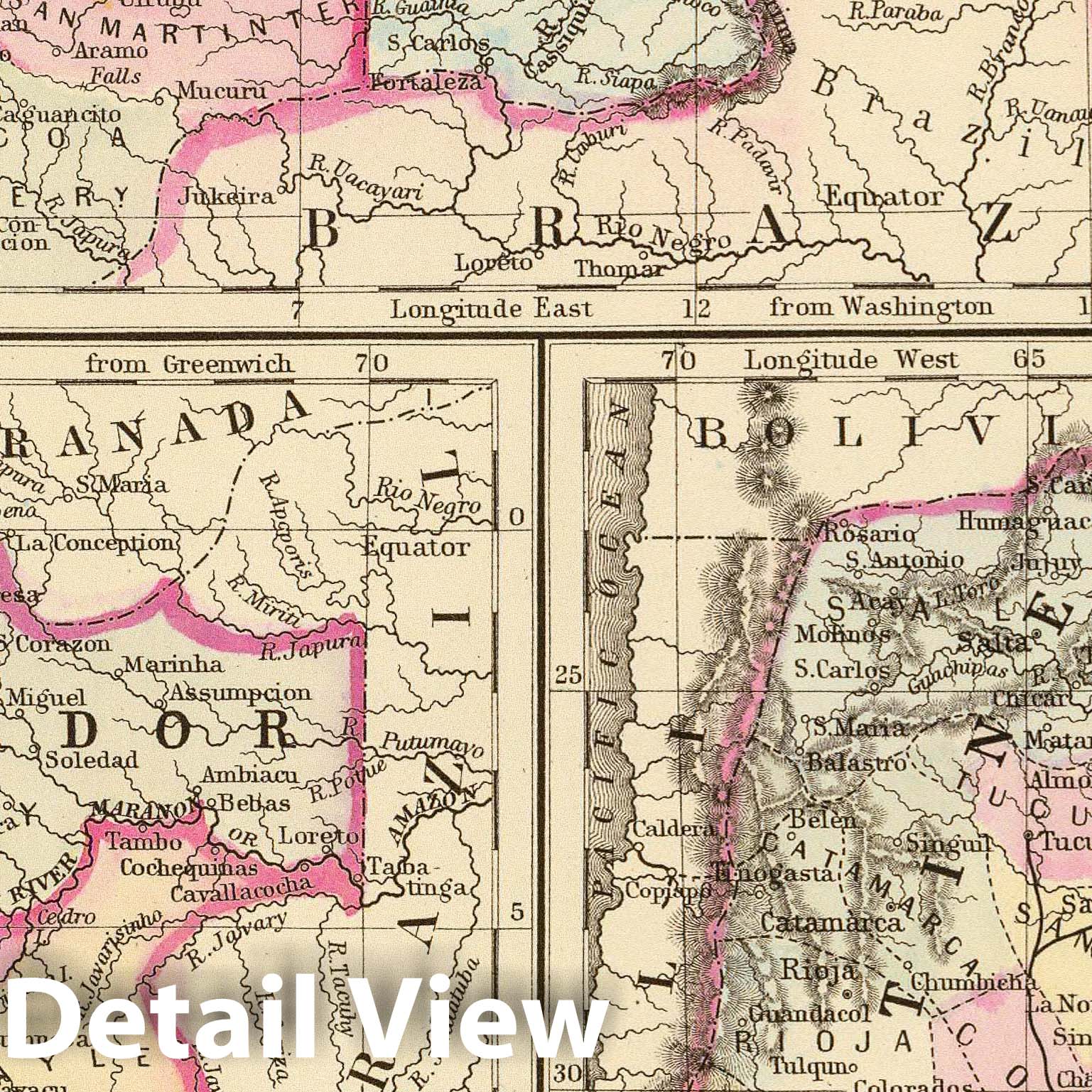 New Granada, Venezuela, and Guiana - River Map, 1880 - Mitchell's Atlas
