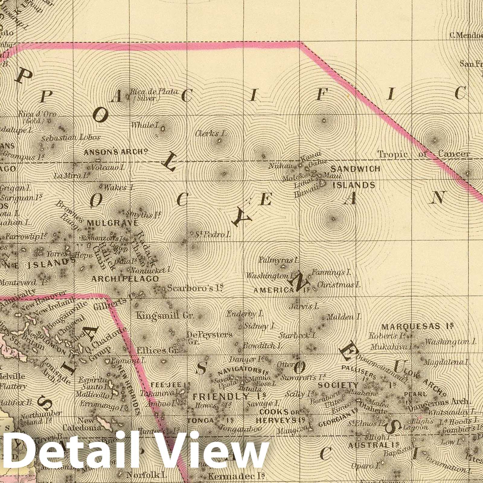 Oceania and Hawaii - River Map, 1880 - Historical Map Print