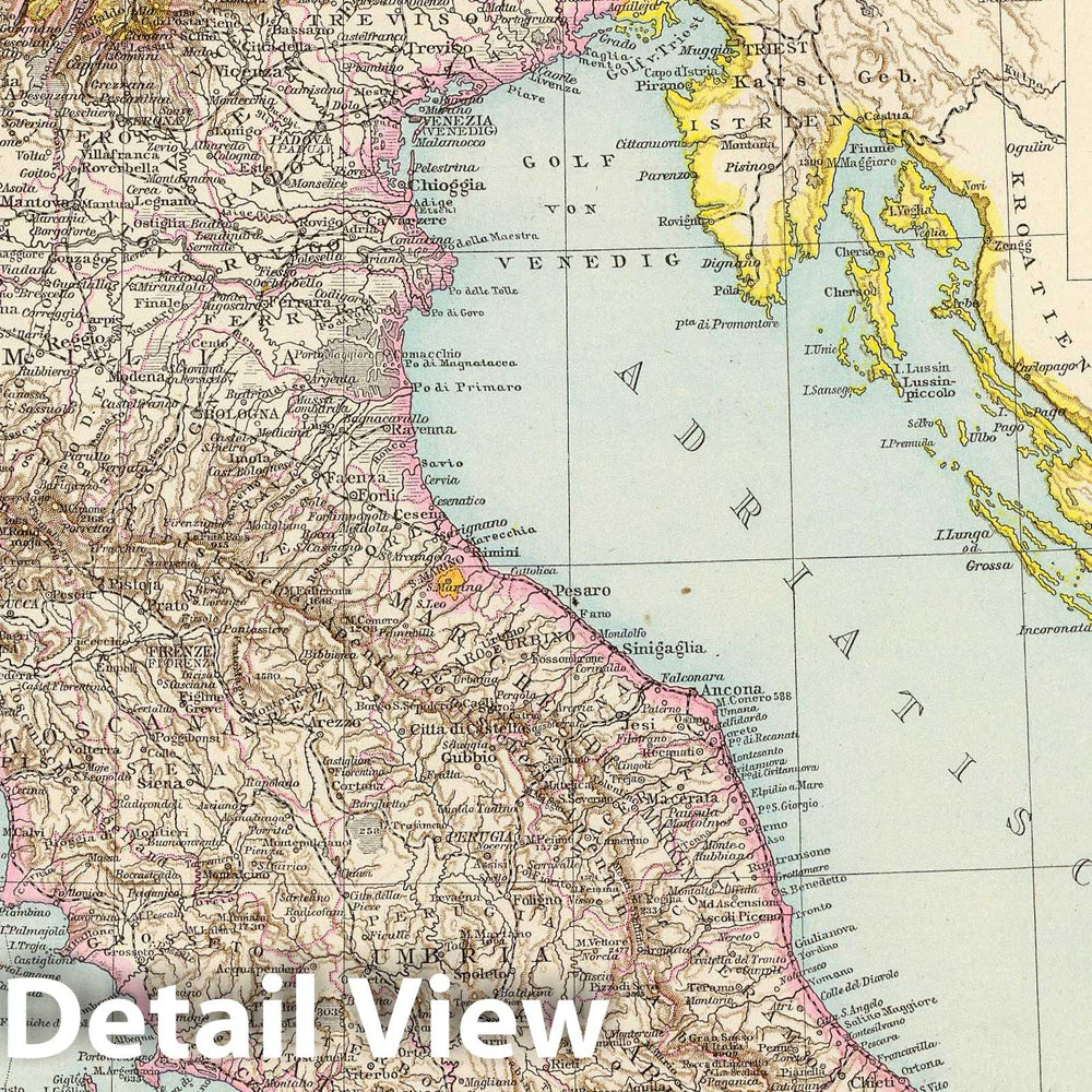 Historic Map : Italy, 1881 Italien nordliche Halfte. , Vintage Wall Art