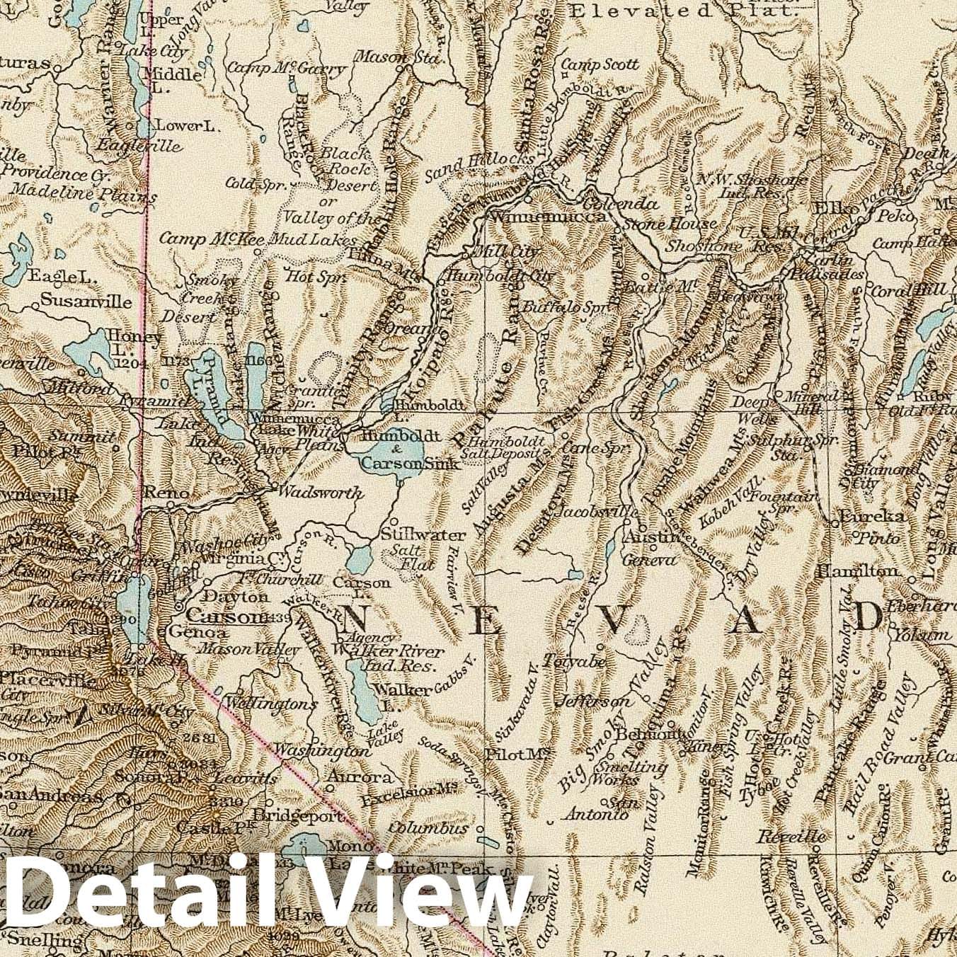 Pacific States of the Union - Railroad Map, 1881 - Historical Map Print