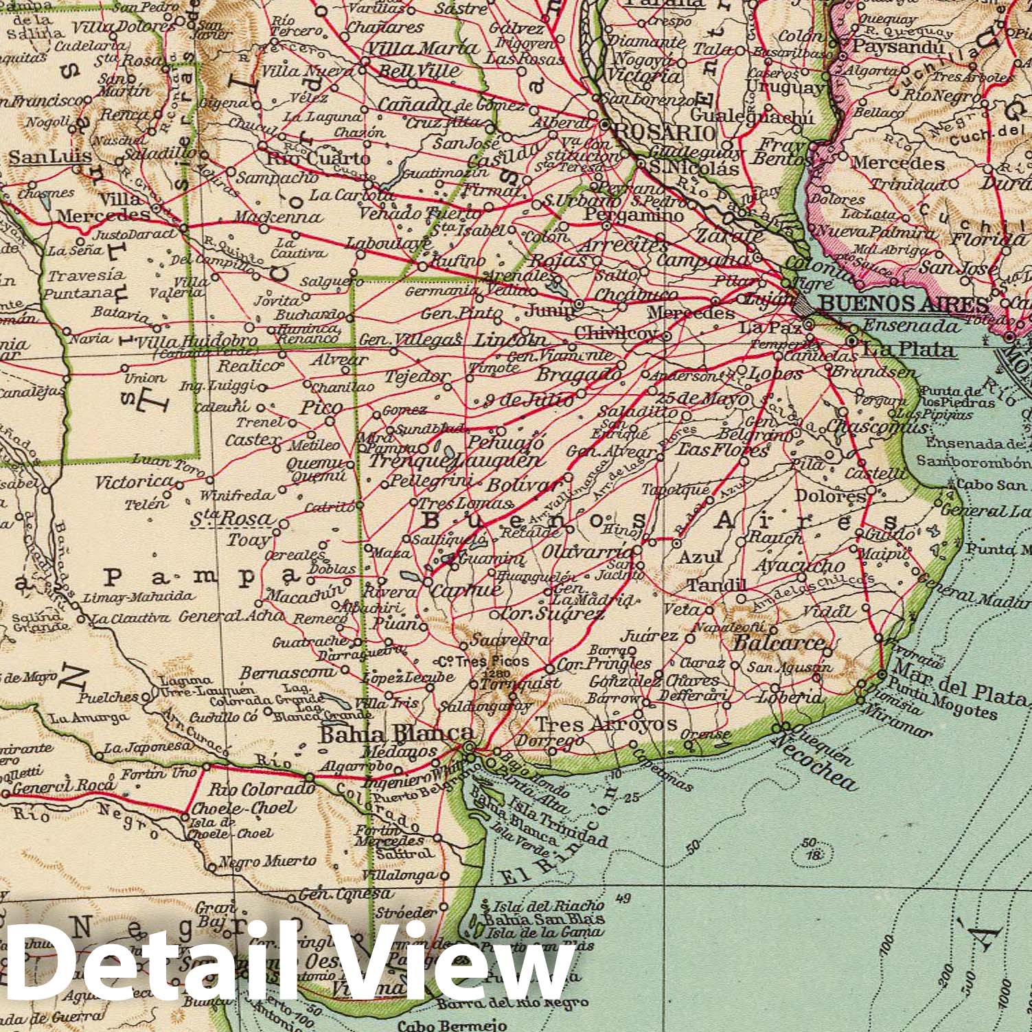Argentina and Chile 1929 Historical Map Print