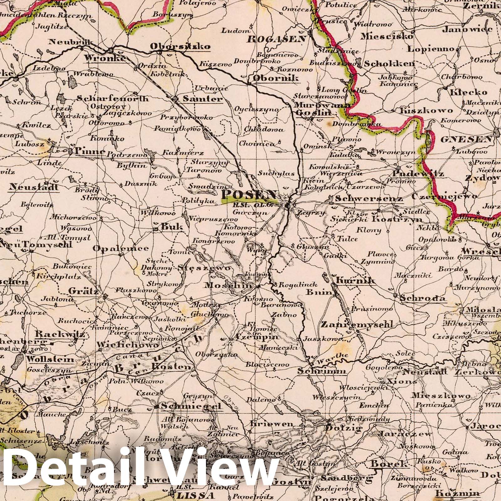 Posen, Poland 1855 Historical Map Print