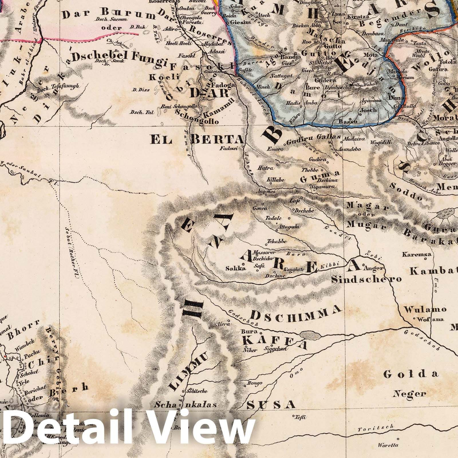 Northeast Africa, 1855 - Historical Map Print