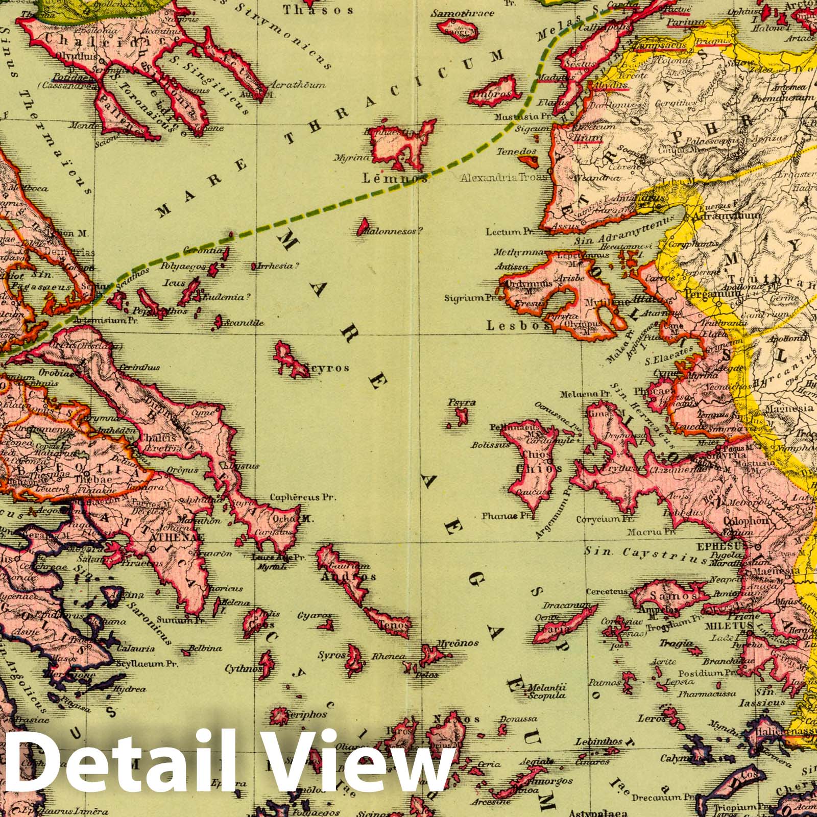 Greece and Aegean Sea Region, 1903 - Historical Map Print