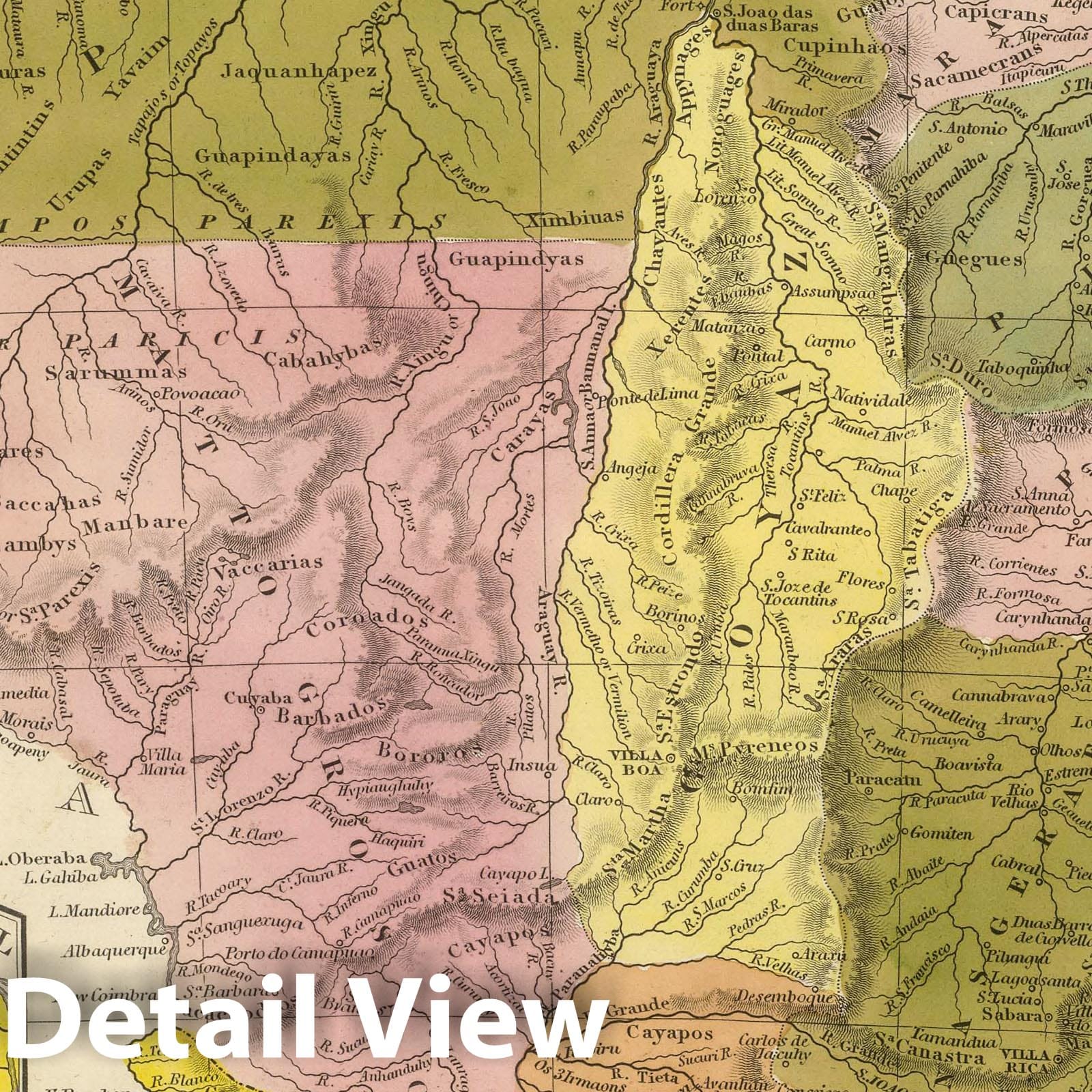 Brazil, 1845 - Historical Map Print from Tanner's Universal Atlas