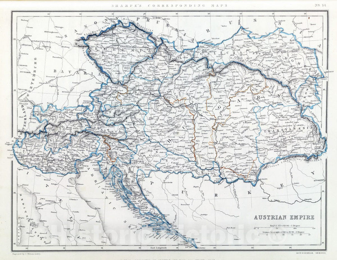 Historic Map : 1849 Austrian Empire. - Vintage Wall Art