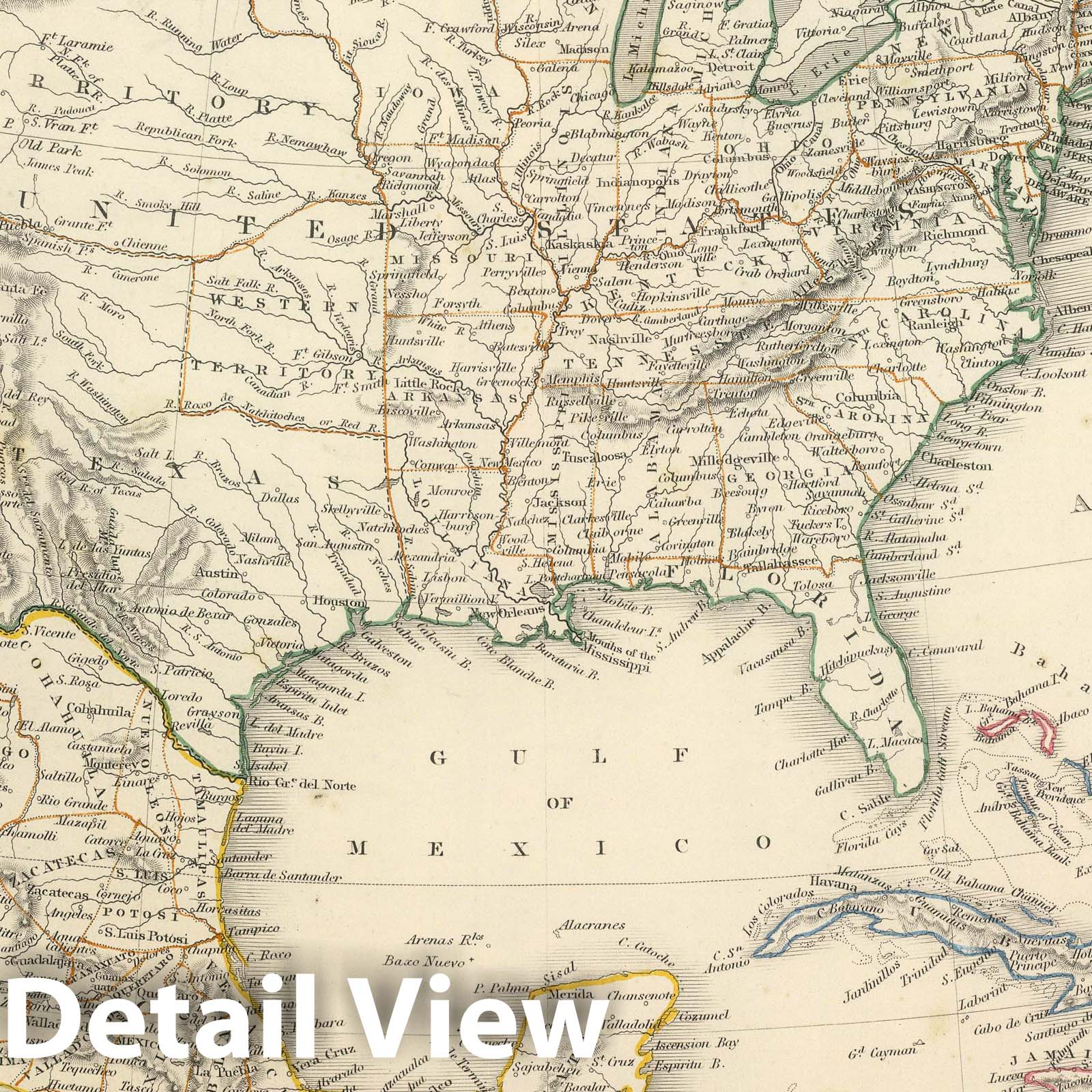 Central America, 1848 - Historical Map Print