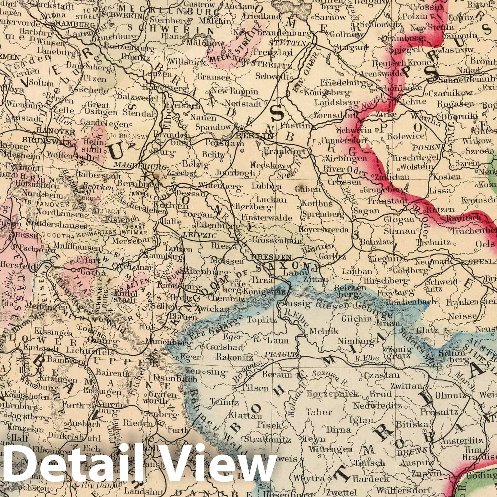 Historic Map : 1865 Prussia, and the German States - Vintage Wall Art