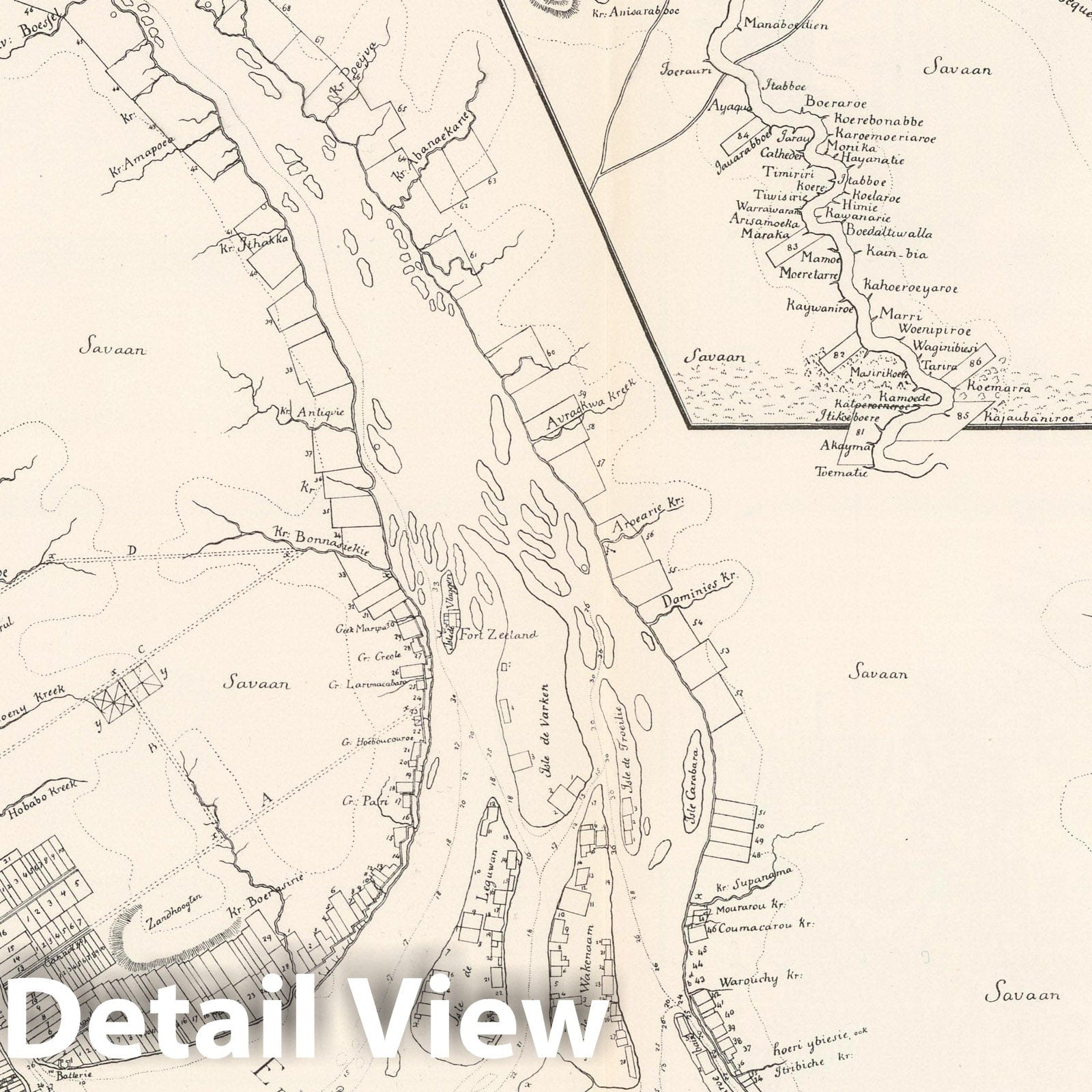 Essequibo and Demerara - Route Map, 1796 - Historical Map Reproduction