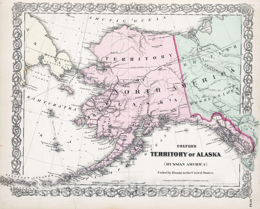 Historic Map : 1886 Territory of Alaska. - Vintage Wall Art